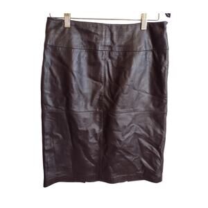 Vintage Jaclyn Smith 100% Leather Brown Pencil Skirt M Mob Wife